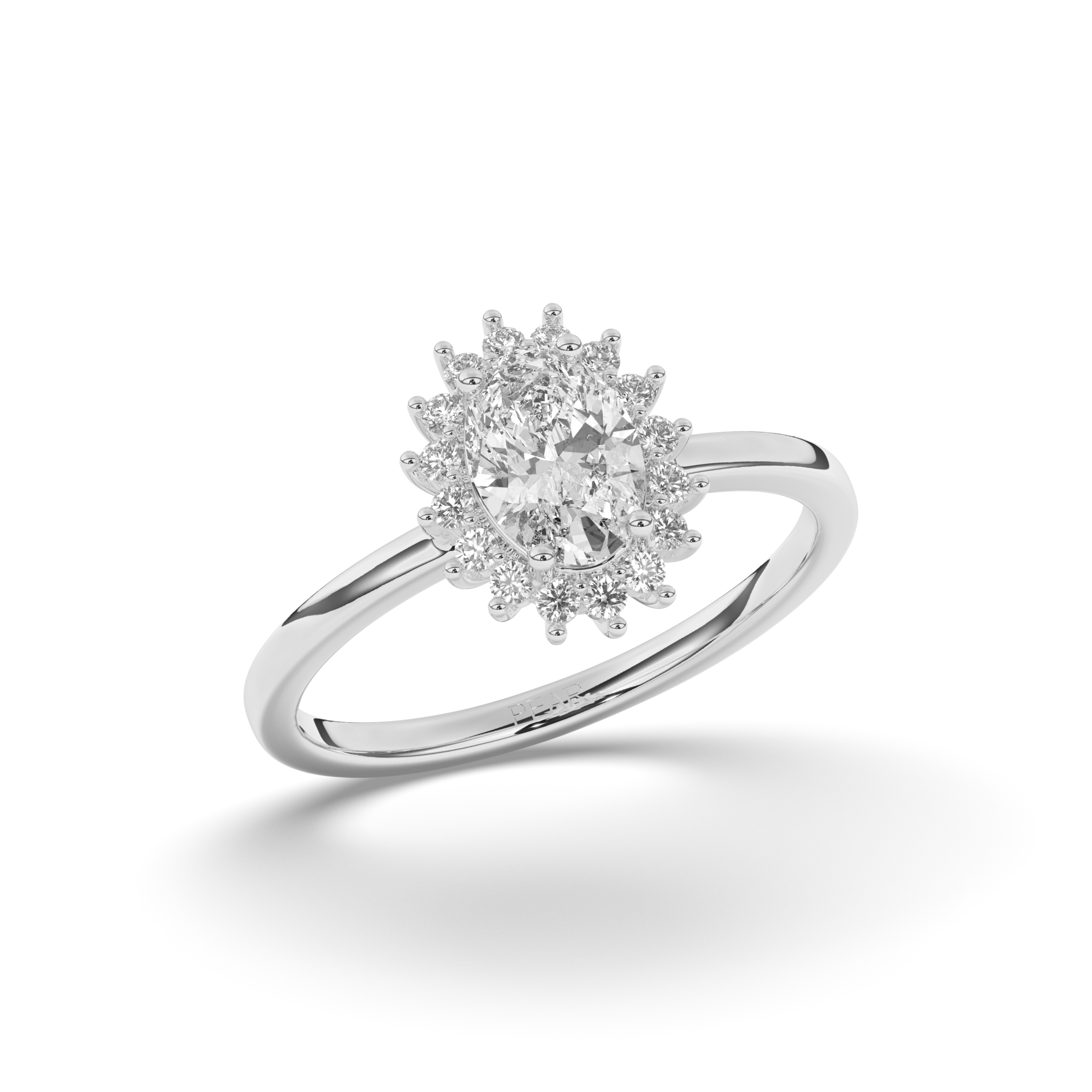 Luminous Oval Halo Lab-Grown Diamond Engagement Ring - Pear Jewels